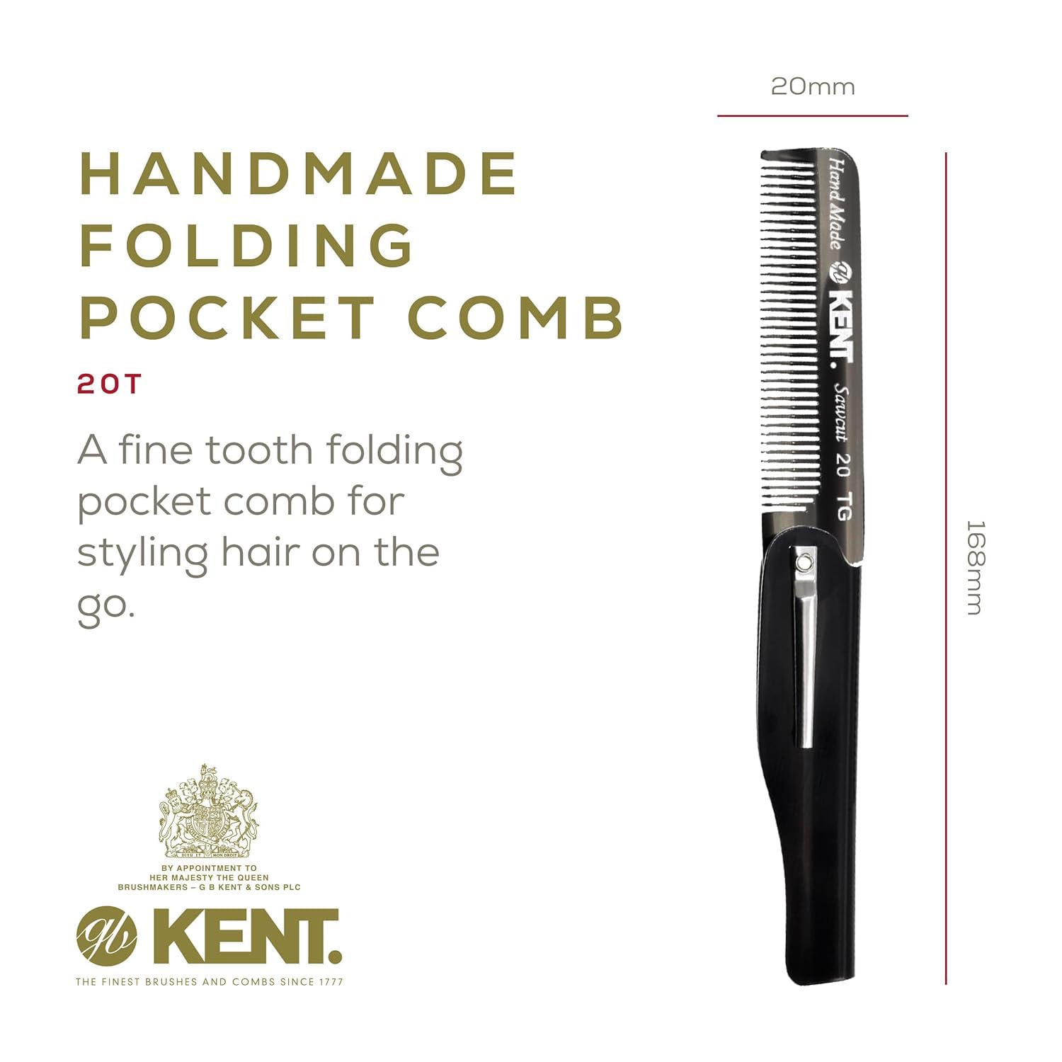 Amazon.com : Kent 20T Black Graphite Handmade Folding Pocket Comb